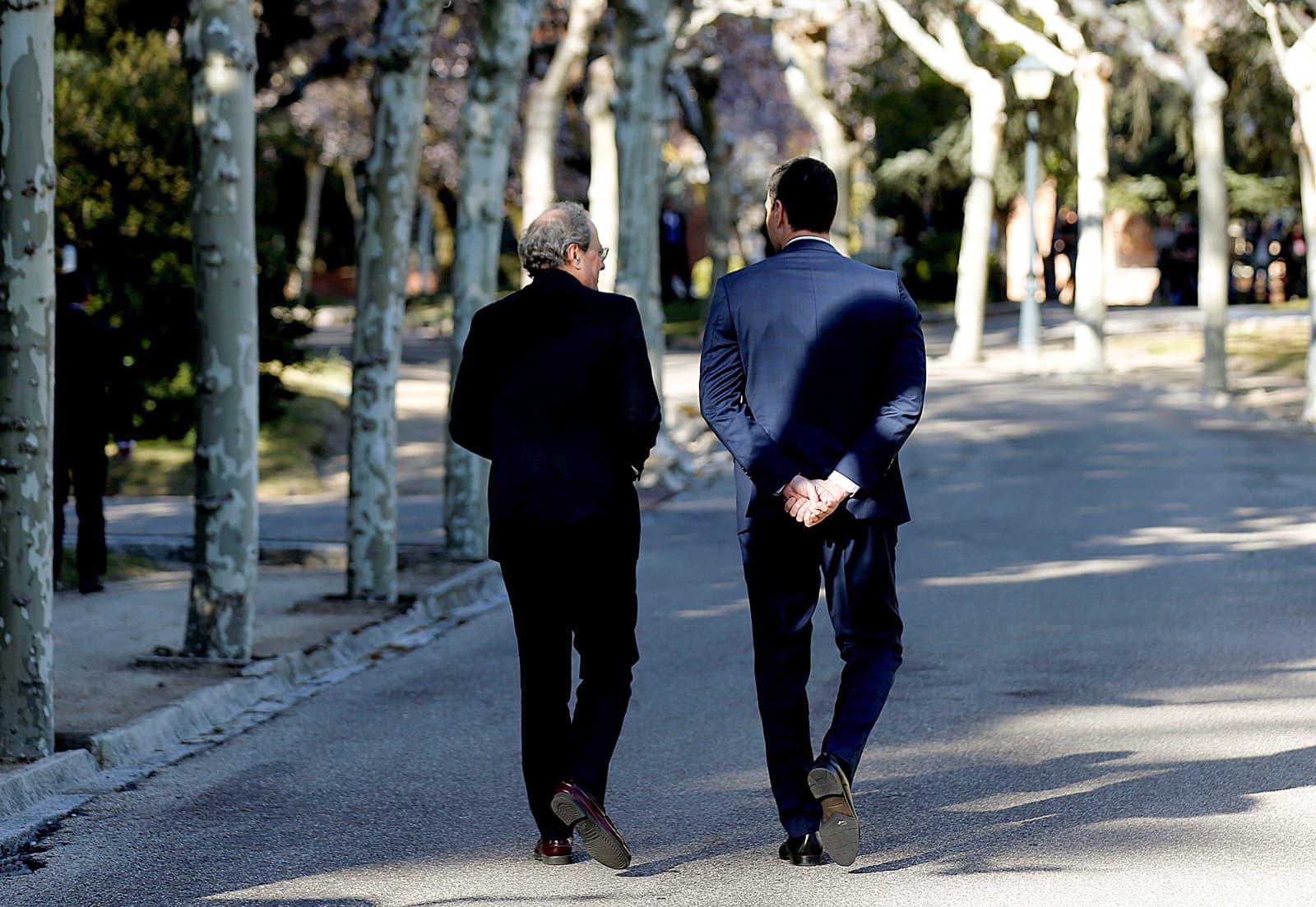 Pedro Sánchez rep a la Moncloa a Quim Torra el 26 de febrer. Fotografia de Kiko Huesca/Efe