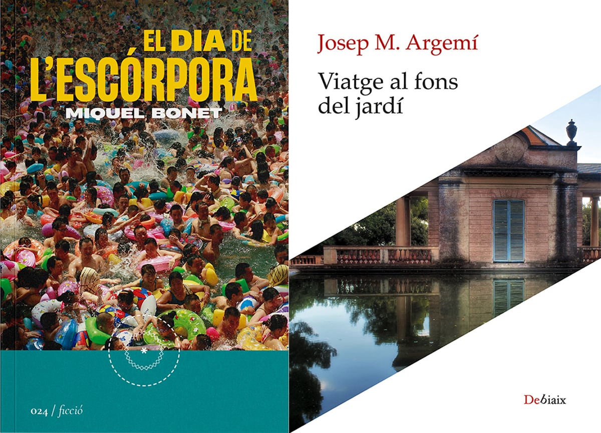 Els llibres ‘El dia l’escórpora’, de Miquel Bonet, i ‘Viatge al fons del jardí’, de Josep M. Argemí. Imatges cedides per les editorials La Segona Perifèria i Lleonard Muntaner